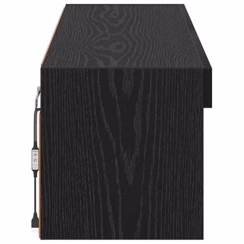 vidaXL Minimalist Wall Mounted TV Cabinet in Black MDF with Integrated Lighting and Internal Shelves, W/D/H: 100 x 30 x 30 cm – 4