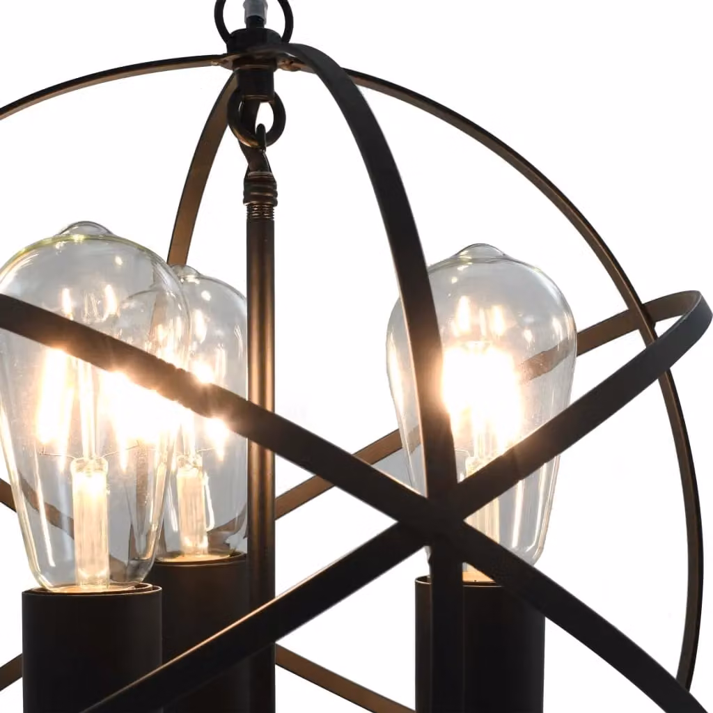 Berkfield Home Black Sphere Hanging Lamp with 3 x E27 Bulbs – 2