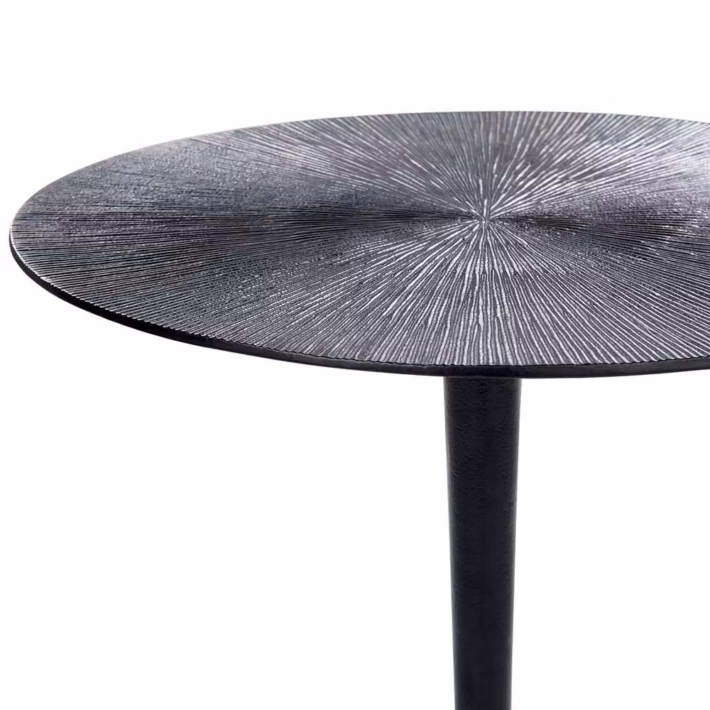 Wyld and Coco Black Metal Round Side Table, Geometric Modern End Table, H 60 x W 30 x D 30 cm – 3