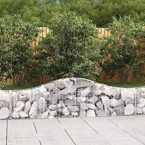 vidaXL Arched Gabion Baskets, 5 Pieces, Silver Galvanised Steel, W/D/H: 200 x 30 x 40/60 cm – 2