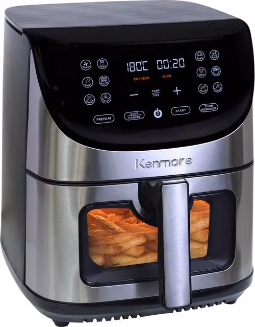 Kenmore 7.8L Hot Air Fryer in Silver with Stainless Steel Finish and Timer