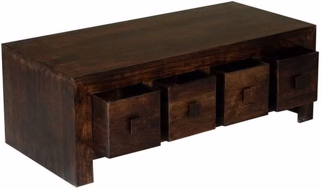 Jaipur Furniture Ltd 8 Drawer Mango Wood Coffee Table in Brown, W118 x D55 x H40 cm