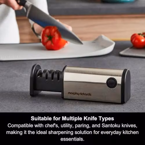 Morphy Richards 4-Stage Retractable Knife and Scissor Sharpener in Stainless Steel, Silver – 3