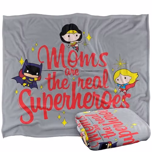 Warner Bros. Justice League Mothers Day Moms Are The Real Superheroes Soft Fleece Throw Blanket, Multicolour, W x D: 152 x 127 cm