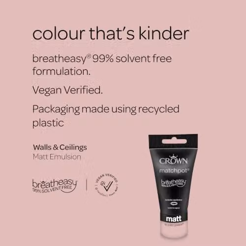 Crown Walls & Ceilings Pink Matt Water Based Paint Tester Sample 40ml – 2