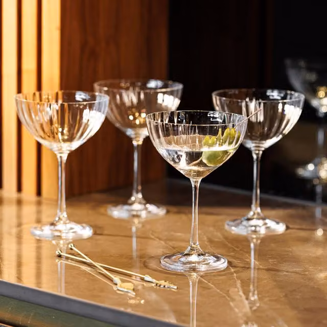 Mikasa Treviso Crystal Cocktail Coupe Glasses, Set of 4, 300ml, Clear
