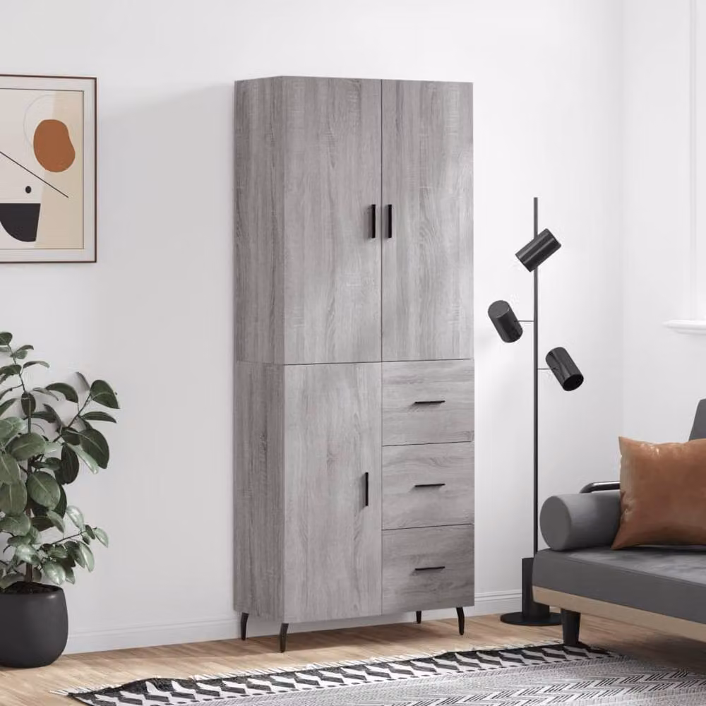 Berkfield Home Grey Sonoma Highboard, W: 69.5 cm, D: 34 cm, H: 180 cm – 2