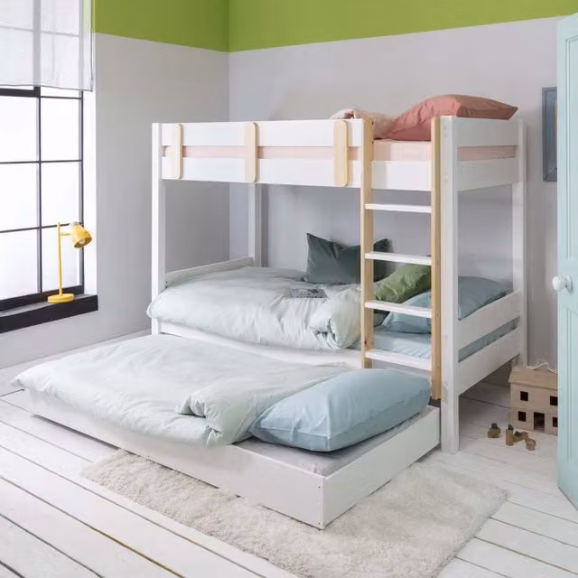 Noa and Nani Una Bunk Bed with Olaf Trundle in White Solid Wood