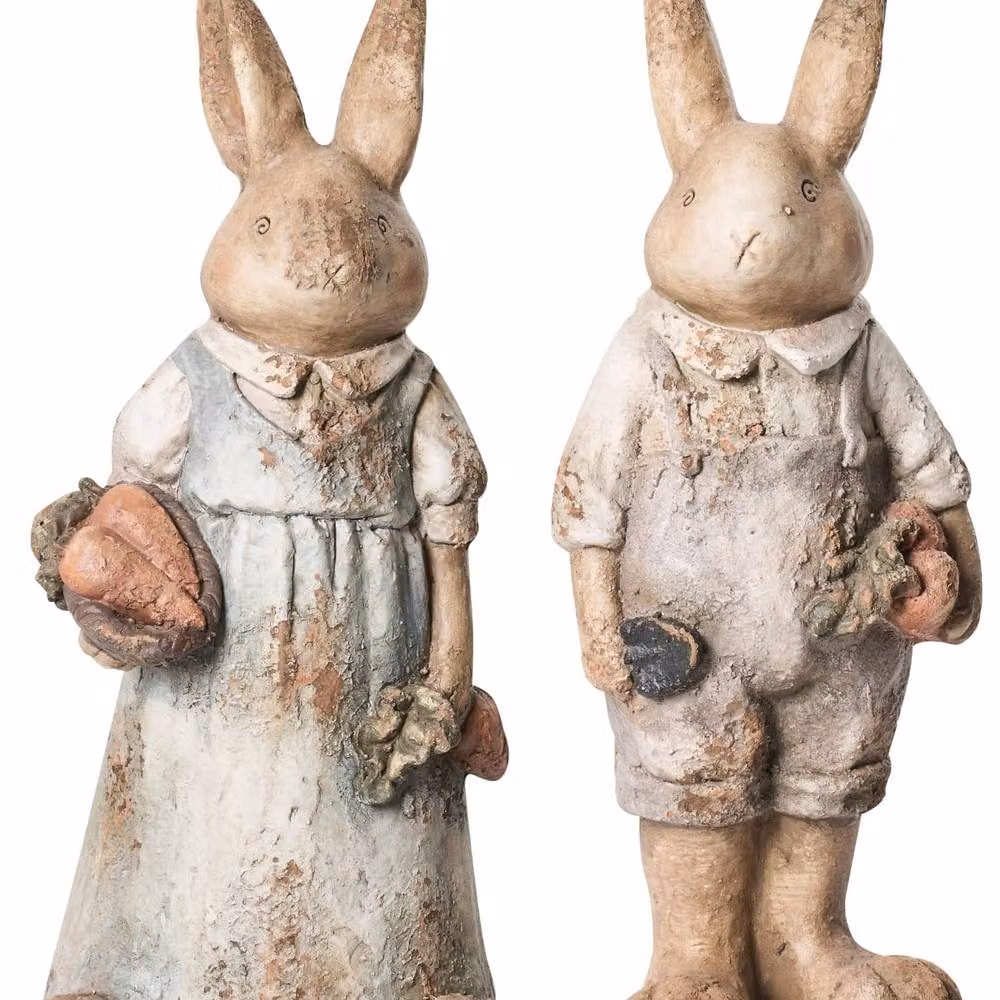 Wyld and Coco Set of 2 Multicolour Rabbit Garden Figurines – 2