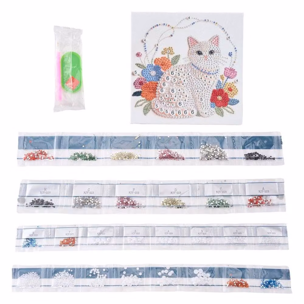 SPETLEK DIY Pearl Diamond Painting Cat in White and Multicolour – 2