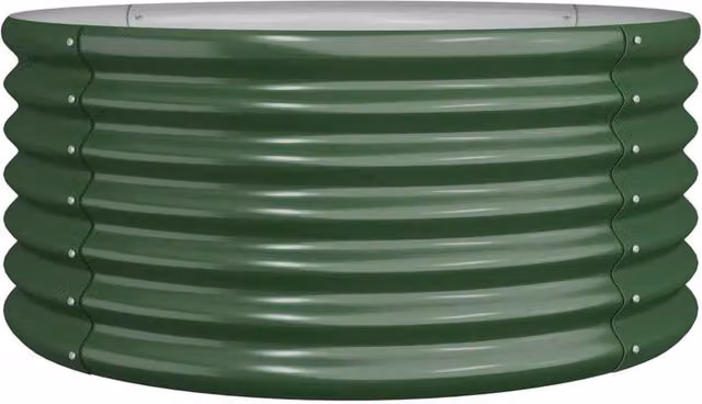 Berkfield Home Garden Steel Planter in Green, W/D/H: 80 x 80 x 36 cm – 1