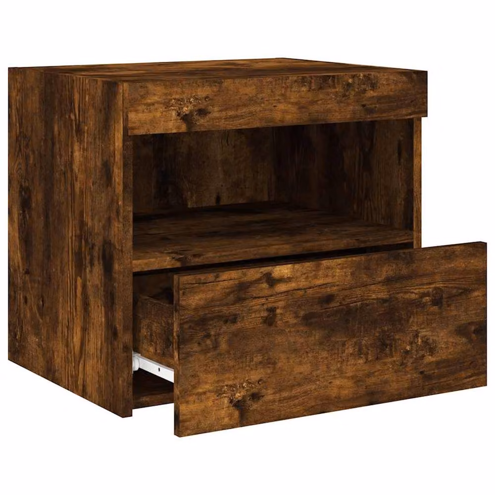 Berkfield Home Set of 2 Modern Bedside Cabinets with Integrated LED Lights in Smoked Oak Brown, W/D/H: 50 x 40 x 45 cm – 5