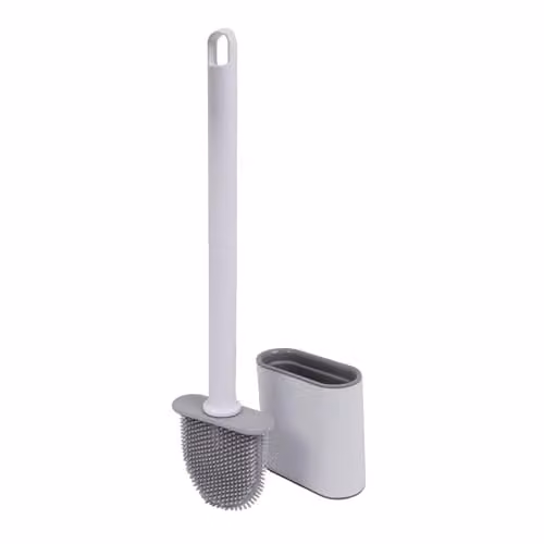 Harbour Housewares Wall-Mounted Silicone Toilet Brush and Holder Set in White