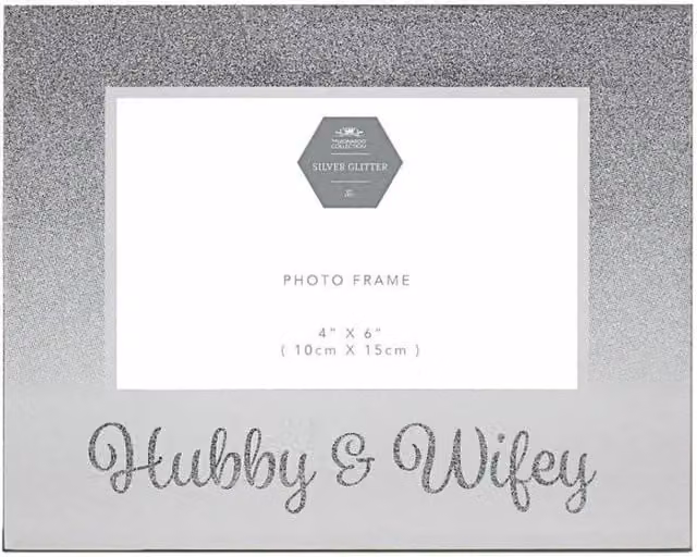 KDMD Silver Hubby & Wifey Wedding Photo Frames, 2 Pack, W/H: 10 x 15 cm – 1