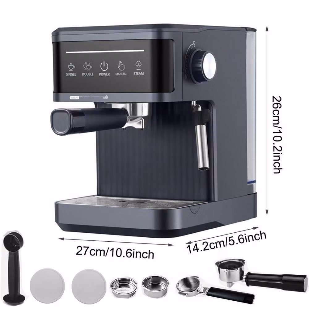 Ventryn Black Espresso Coffee Machine with Removable Tank and Stainless Steel Finish – 2