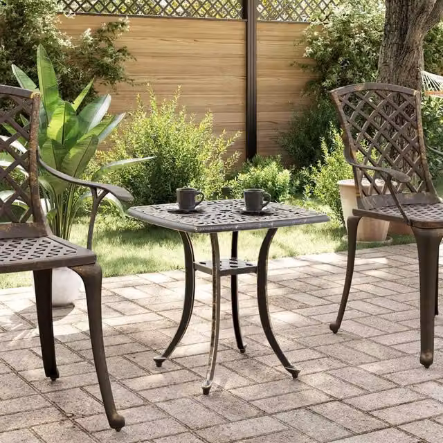 Berkfield Home Garden Table in Bronze Brown Cast Aluminium W/D/H: 53 x 53 x 53 cm – 1