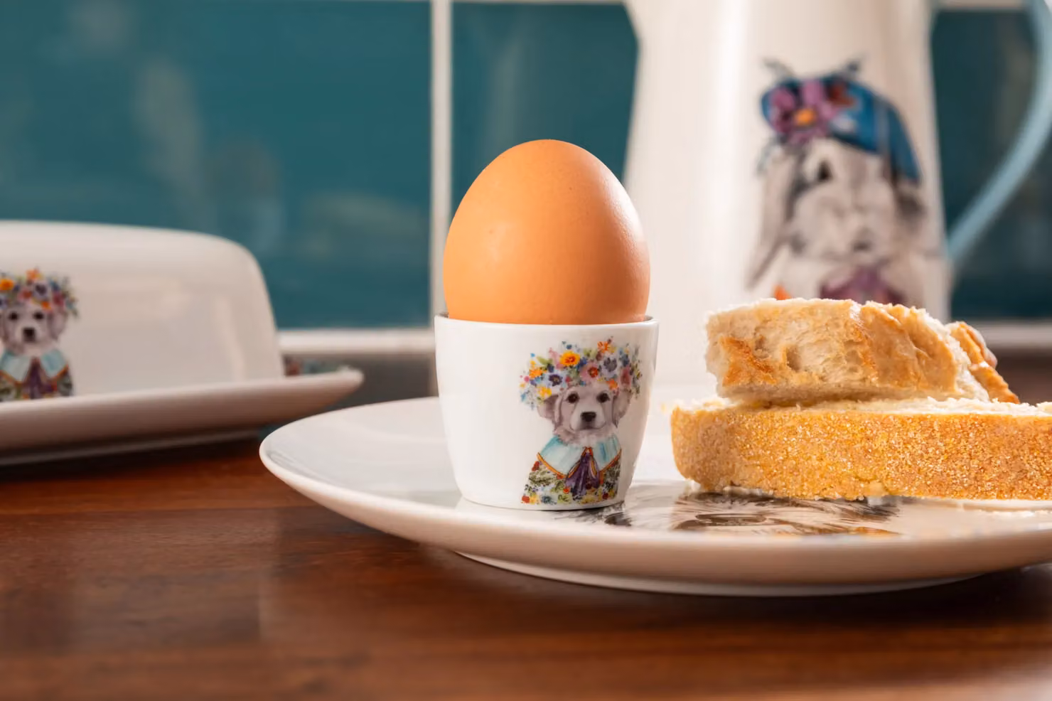 Mikasa Tipperleyhill Porcelain Egg Cups, Puppy Design, Set of Two, White and Multicolour – 3