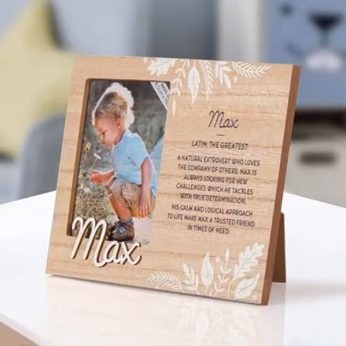 History & Heraldry Pre-personalised Child's Rectangular Wooden Picture Frame in Brown – 1