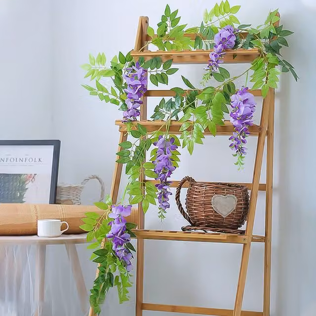 Lifeideas 2 Pack Purple Silk Artificial Wisteria Hanging Floral Garland Strings