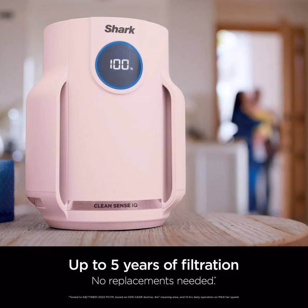 Shark NeverChange5 Compact Pro Air Purifier with HEPA Filter, Pink, 2 Pack – 4
