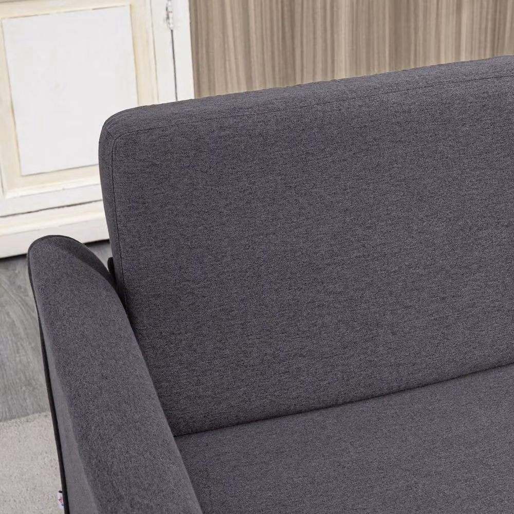 Wyld Haus Sono Dark Grey 2 Seater Compact Loveseat with Wooden Legs and Armrests W: 141 cm, H: 78 cm, D: 141 cm – 5