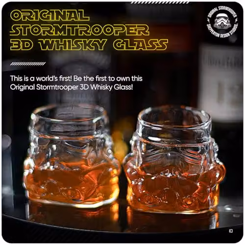 Thumbs Up Stormtrooper Helmet Shaped Whisky Glass Set of 2, Transparent, 300ml Each – 2
