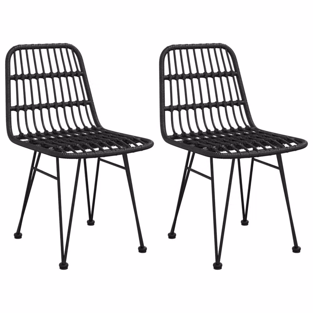 Berkfield Home Set of 2 Modern Black PE Rattan Garden Chairs, W/D/H: 48 x 62 x 84 cm – 3