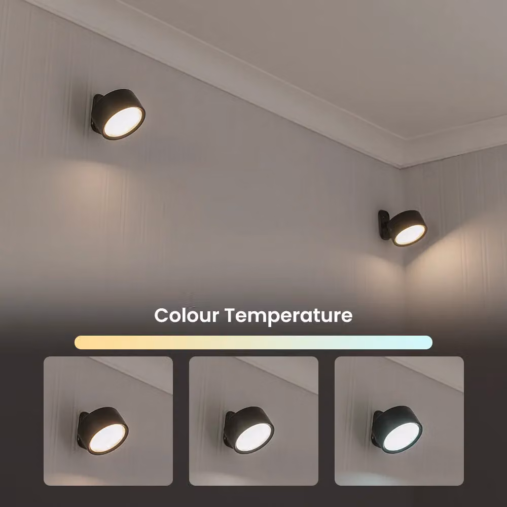 ValueLights Marshall Set of 2 Rechargeable RGB LED Wall Spotlights in Black – 3