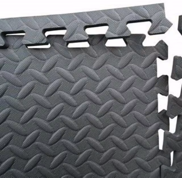 FK Sports 30 Piece Set of Black EVA Interlocking Plastic Floor Mats