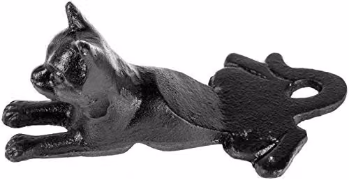 HOMESCAPES Novelty 3D Cat Door Stopper in Black Metal Finish – 2