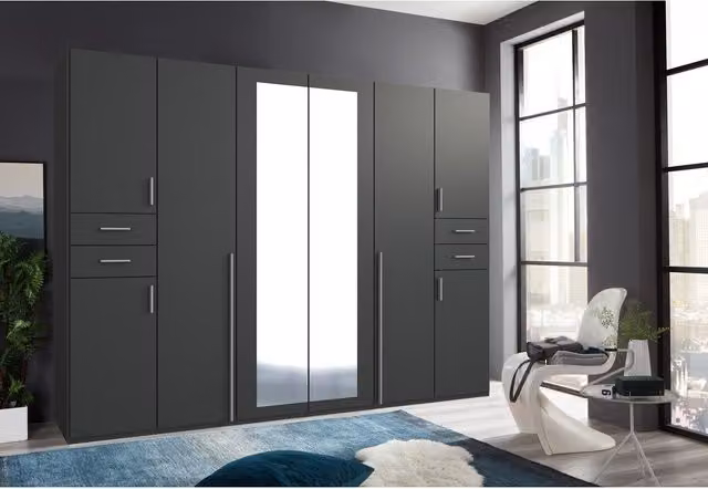 Tjs Vegas 6 Door Wardrobe in Matt Grey