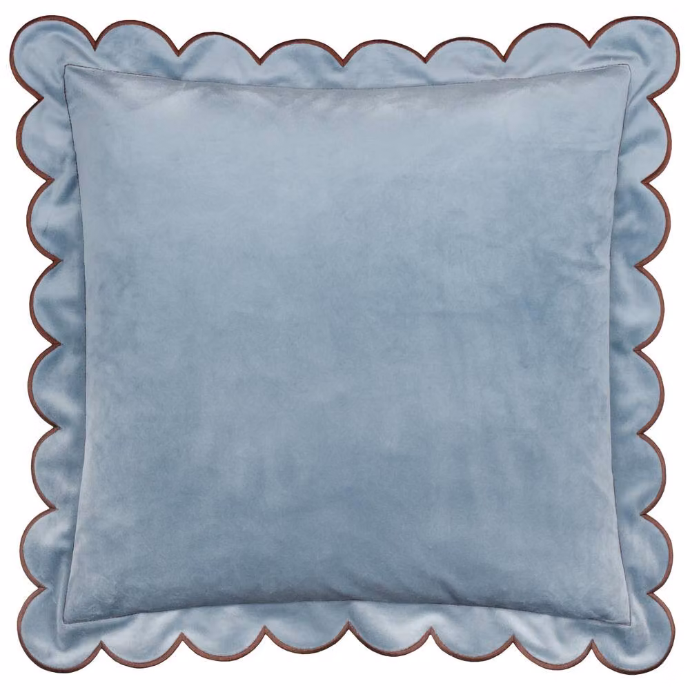 furn Lil Scallop Velvet Decorative Cushion in Blue and Brown, W/D/H: 45 x 45 x 45 cm – 2