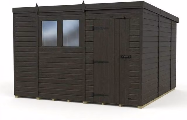 Buttercup Farm Grey Composite Pent Garden Shed with Single Door and Windows W/D/H: 305 x 305 x 210 cm – 1