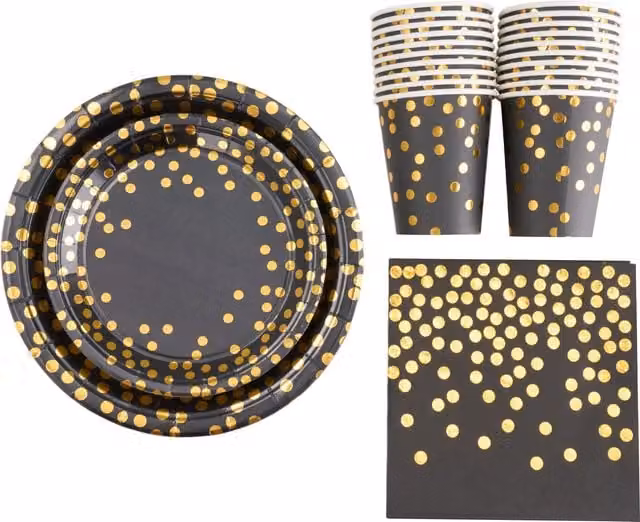 Lifeideas 68 Piece Birthday Party Tableware Set in Black