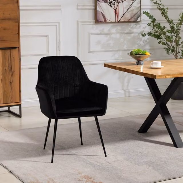 Artemis Home Carrara Velvet Dining Chairs, Set of 2, Black