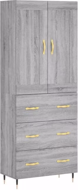 Berkfield Home Grey Sonoma Modern Highboard with Hinged Doors and Internal Shelves, W/D/H: 69.5 x 34 x 180 cm – 1