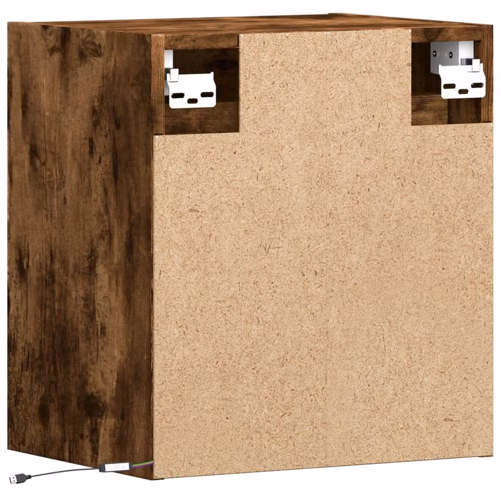 Berkfield Home Wall-mounted Bedside Cabinet with Integrated LED Lights in Smoked Oak Brown – 5