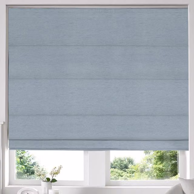Simply Collection Iowa Silk Essence Made to Measure Blackout Roman Blind in Blue