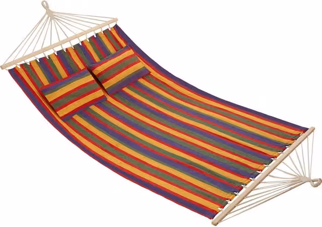tectake Hammock Eden 2 Seater Multicolour Striped Garden Hammock with Spreader Bars and Cushions