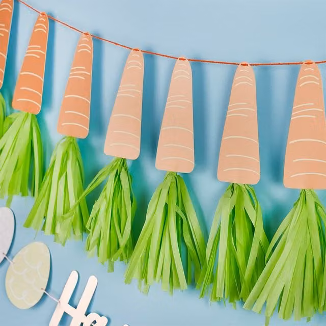 Club Green Carrot Tassel Easter Hanging Banner, 2m, Multicolour Paper Decoration – 1
