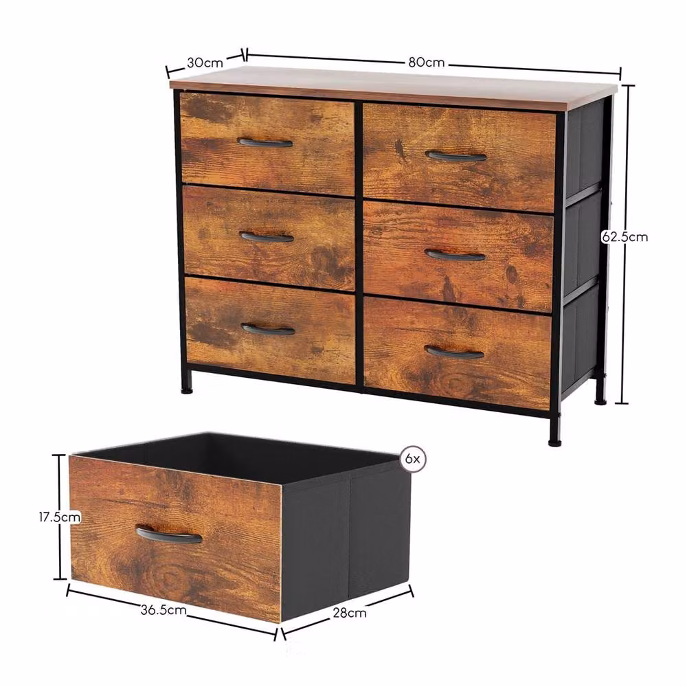 Kelvenix Modern 6 Drawer Chest of Drawers in Brown – 2