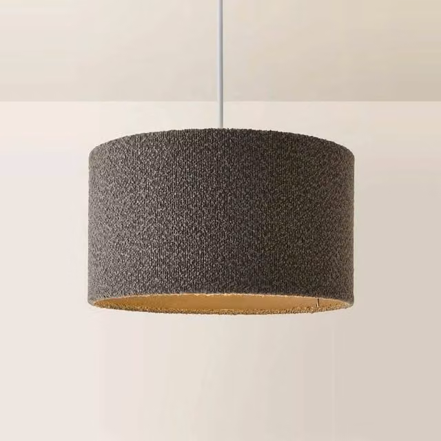 FORGEVIO Modern Cylinder Fabric Lampshade Ceiling Light in Grey Charcoal Large – 1