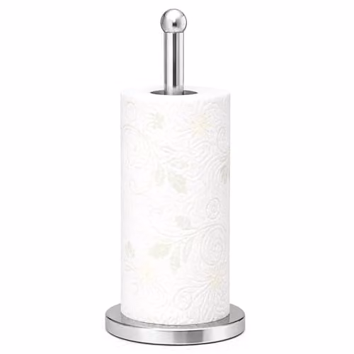 Innoteck Freestanding Stainless Steel Kitchen Paper Towel Holder with Non-Slip Base in Silver or Black