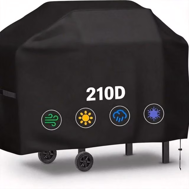 Kelvenix Heavy Duty Waterproof PVC Gas Grill Cover in Black, W/D/H: 117 x 61 x 145 cm – 1