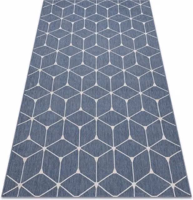RugsX Blue Flat Weave Polypropylene Rectangular Rug, W: 200 cm, L: 290 cm