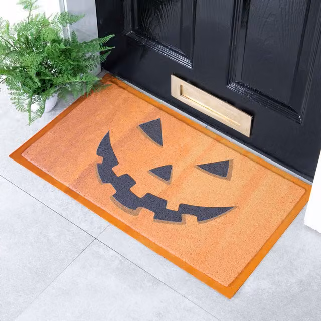 Artsy Mats Jack-o-lantern Indoor Outdoor Doormat, Multicolour Orange, W: 70 cm, D: 40 cm