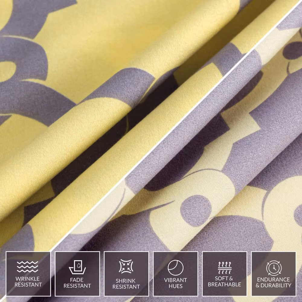 Pamposh Reversible Moroccan Graphic Microfibre Duvet Cover Set in Yellow and Grey, Super King, 200 x 200 cm – 5