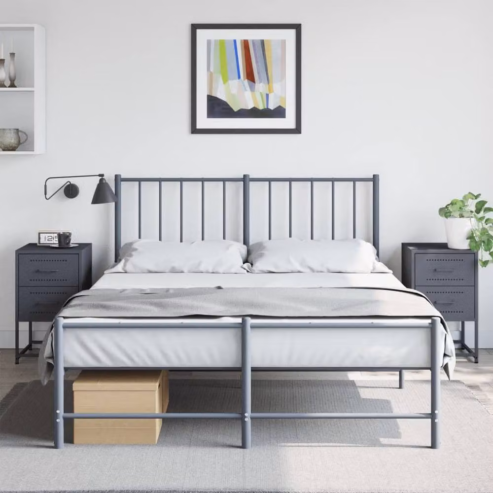 Berkfield Home Set of 2 Anthracite Steel Bedside Cabinets, W/D/H: 36 x 39 x 60.5 cm – 3