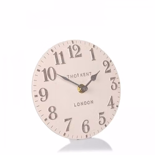 Thomas Kent Shy Pink Arabic Mantel Clock with Stone Effect Numerals and Silent Quartz Movement