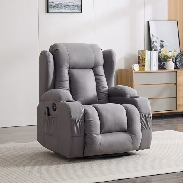 More4Homes Caesar Electric Recliner Heat and Massage Chair in Grey
